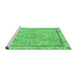 Sideview of Machine Washable Abstract Emerald Green Modern Area Rugs, wshabs2855emgrn