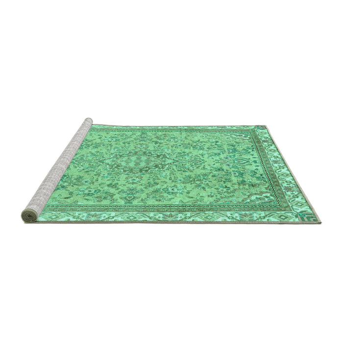 Sideview of Machine Washable Abstract Turquoise Modern Area Rugs, wshabs2855turq
