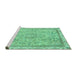 Sideview of Machine Washable Abstract Turquoise Modern Area Rugs, wshabs2855turq