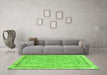 Machine Washable Abstract Green Modern Area Rugs in a Living Room,, wshabs2855grn