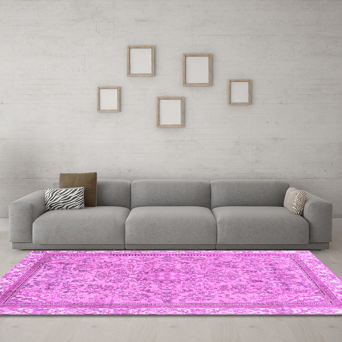 Machine Washable Abstract Purple Modern Area Rugs in a Living Room, wshabs2855pur