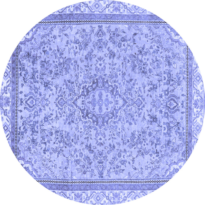 Round Machine Washable Abstract Blue Modern Rug, wshabs2855blu