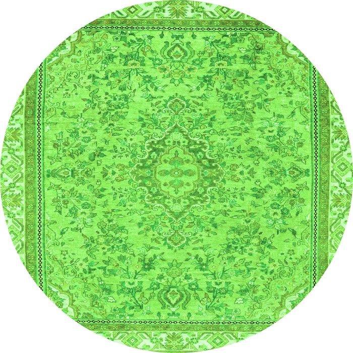 Round Machine Washable Abstract Green Modern Area Rugs, wshabs2855grn