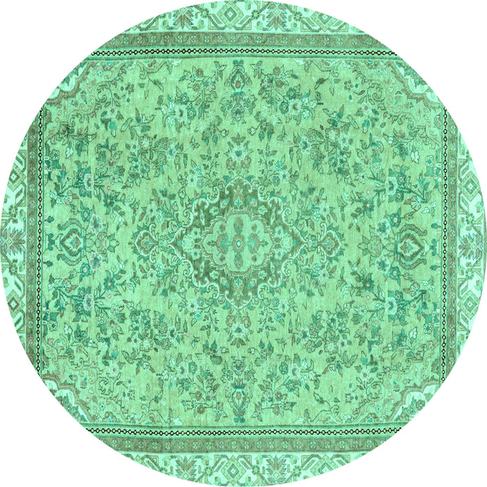 Round Machine Washable Abstract Turquoise Modern Area Rugs, wshabs2855turq