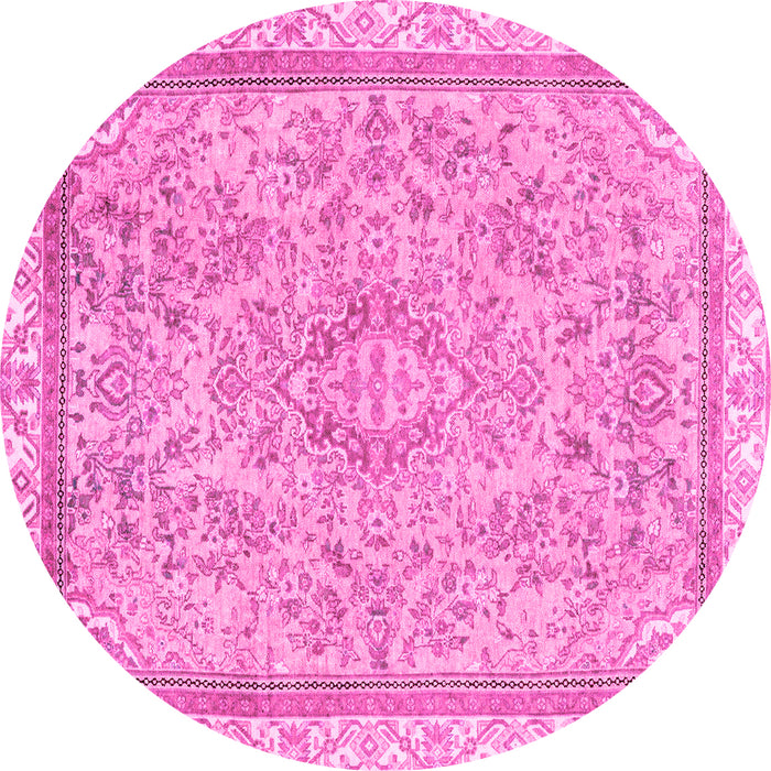 Round Abstract Pink Modern Rug, abs2855pnk