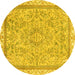 Round Abstract Yellow Modern Rug, abs2855yw