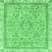 Square Machine Washable Abstract Emerald Green Modern Area Rugs, wshabs2855emgrn