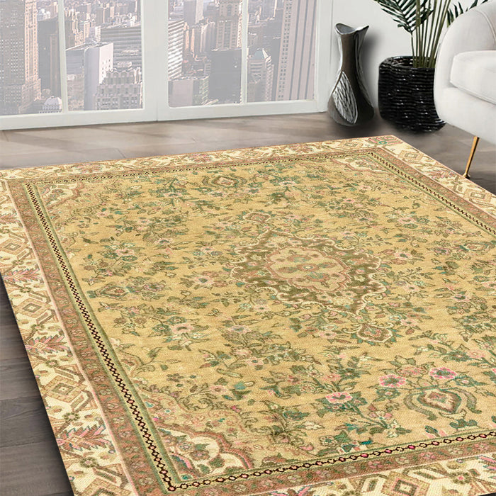 Abstract Cinnamon Brown Modern Rug in Family Room, abs2855