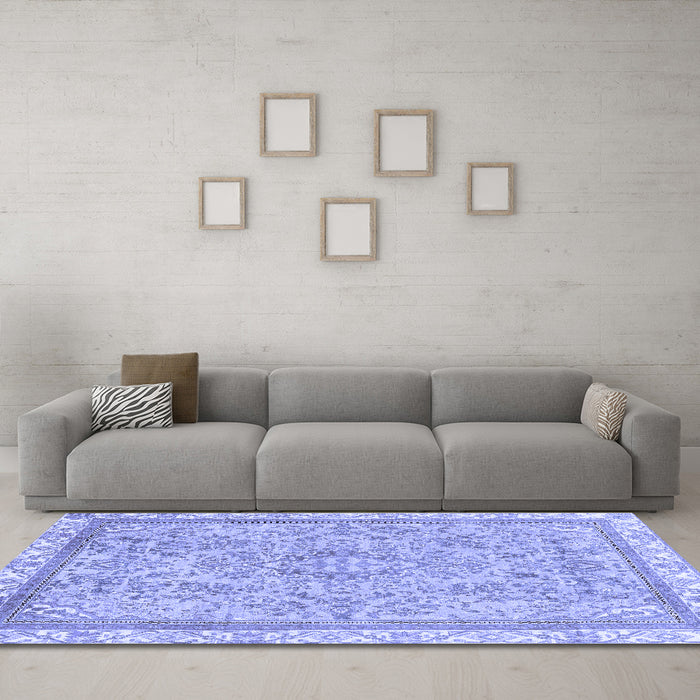 Machine Washable Abstract Blue Modern Rug in a Living Room, wshabs2855blu