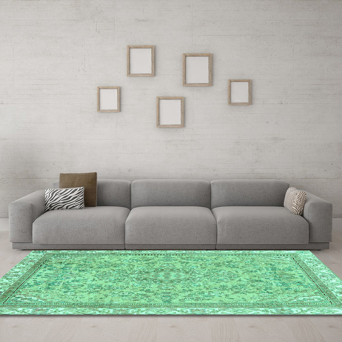 Machine Washable Abstract Turquoise Modern Area Rugs in a Living Room,, wshabs2855turq