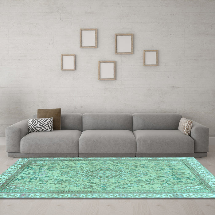 Machine Washable Abstract Light Blue Modern Rug in a Living Room, wshabs2855lblu