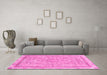 Machine Washable Abstract Pink Modern Rug in a Living Room, wshabs2855pnk