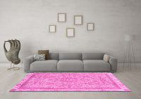 Machine Washable Abstract Pink Modern Rug, wshabs2855pnk