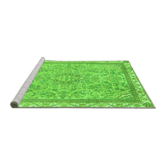 Sideview of Machine Washable Abstract Green Modern Area Rugs, wshabs2855grn