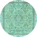 Round Abstract Light Blue Modern Rug, abs2855lblu