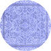 Round Abstract Blue Modern Rug, abs2855blu