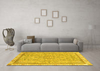 Machine Washable Abstract Yellow Modern Rug, wshabs2855yw