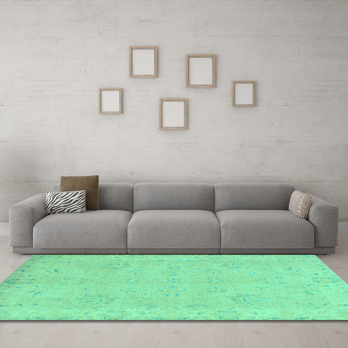 Machine Washable Abstract Turquoise Modern Area Rugs in a Living Room,, wshabs2856turq