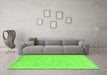 Machine Washable Abstract Green Modern Area Rugs in a Living Room,, wshabs2856grn