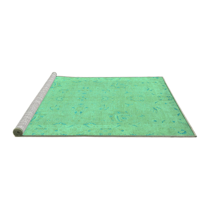 Sideview of Machine Washable Abstract Turquoise Modern Area Rugs, wshabs2856turq