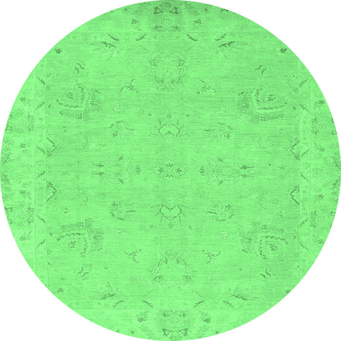 Round Machine Washable Abstract Emerald Green Modern Area Rugs, wshabs2856emgrn