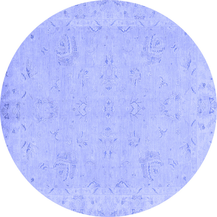 Round Abstract Blue Modern Rug, abs2856blu