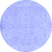 Round Abstract Blue Modern Rug, abs2856blu