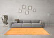 Machine Washable Abstract Orange Modern Area Rugs in a Living Room, wshabs2856org