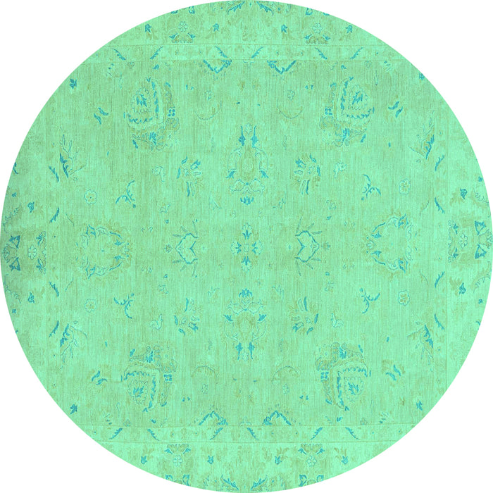 Round Abstract Turquoise Modern Rug, abs2856turq