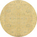 Round Machine Washable Abstract Yellow Rug, wshabs2856