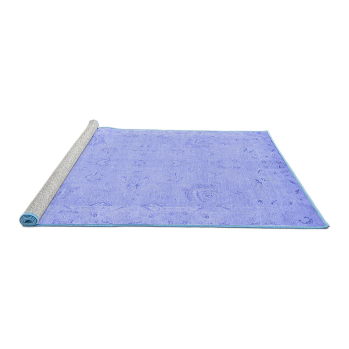 Sideview of Machine Washable Abstract Blue Modern Rug, wshabs2856blu