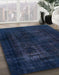 Machine Washable Abstract Night Blue Rug in a Family Room, wshabs2857