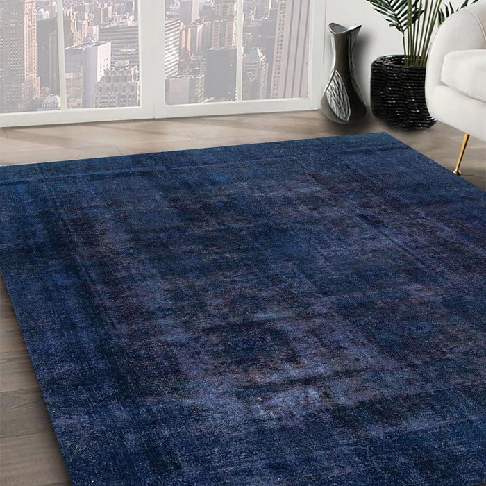 Machine Washable Abstract Night Blue Rug in a Family Room, wshabs2857