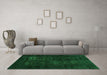 Machine Washable Persian Green Bohemian Area Rugs in a Living Room,, wshabs2857grn