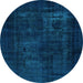 Round Persian Light Blue Bohemian Rug, abs2857lblu