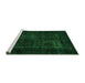 Sideview of Machine Washable Persian Green Bohemian Area Rugs, wshabs2857grn