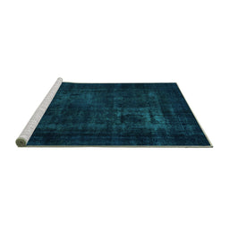 Sideview of Machine Washable Persian Turquoise Bohemian Area Rugs, wshabs2857turq