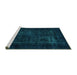 Sideview of Machine Washable Persian Turquoise Bohemian Area Rugs, wshabs2857turq