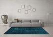 Machine Washable Persian Turquoise Bohemian Area Rugs in a Living Room,, wshabs2857turq