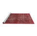 Sideview of Machine Washable Abstract Red Rug, wshabs2858