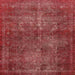 Square Machine Washable Abstract Red Rug, wshabs2858