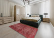 Machine Washable Abstract Red Rug in a Bedroom, wshabs2858