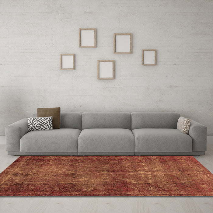 Machine Washable Abstract Brown Modern Rug in a Living Room,, wshabs2858brn