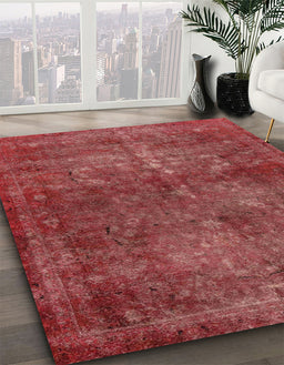Abstract Red Modern Rug in Family Room, abs2858