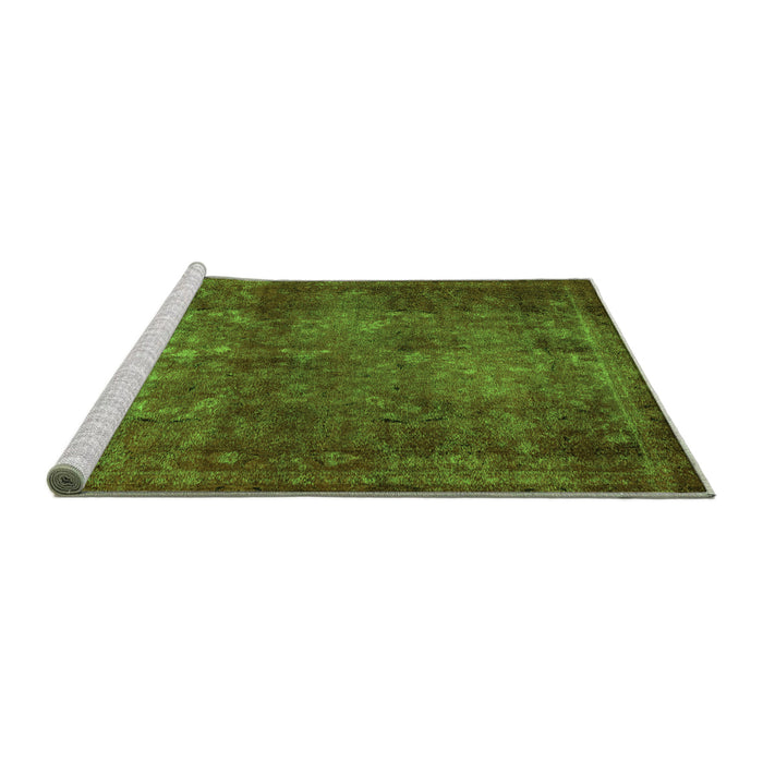 Sideview of Machine Washable Abstract Green Modern Area Rugs, wshabs2858grn
