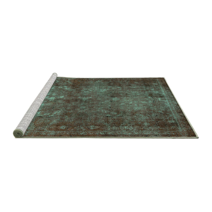 Sideview of Machine Washable Abstract Turquoise Modern Area Rugs, wshabs2858turq