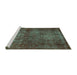 Sideview of Machine Washable Abstract Turquoise Modern Area Rugs, wshabs2858turq