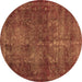 Round Machine Washable Abstract Brown Modern Rug, wshabs2858brn