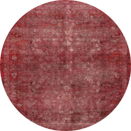 Round Machine Washable Abstract Red Rug, wshabs2858