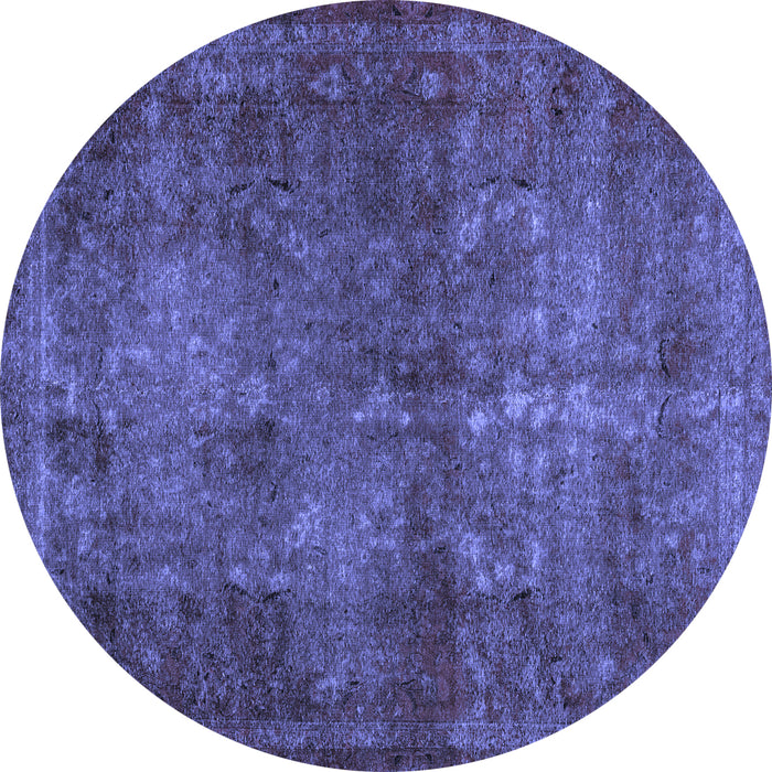 Round Abstract Blue Modern Rug, abs2858blu